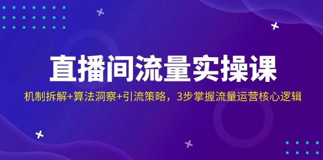 直播间流量实操课：机制拆解算法洞察引流策略，3步掌握流量运营核心逻辑_免费分享网络创业,副业,信息差项目的老牌资源整合平台！金铲子项目