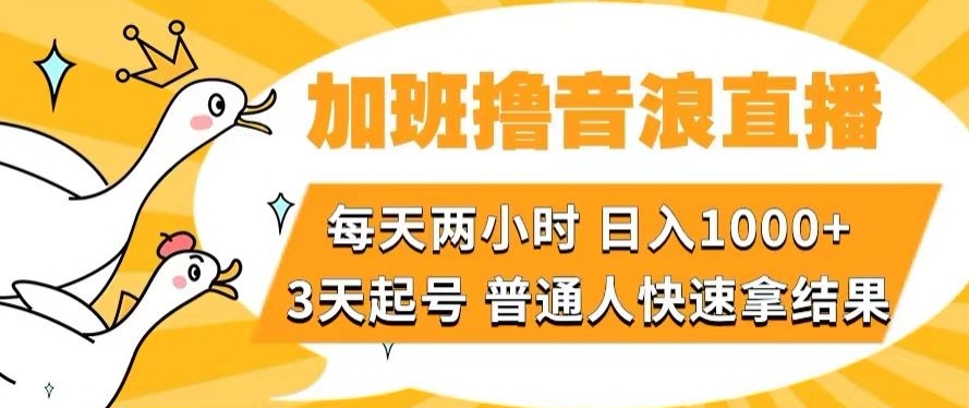 加班撸音浪直播，每天两小时直播话术才3句，3天起号，普通人快速拿结果【揭秘】_免费分享网络创业,副业,信息差项目的老牌资源整合平台！金铲子项目