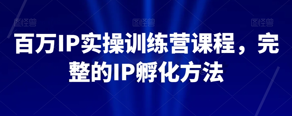 百万IP实操训练营课程，完整的IP孵化方法_免费分享网络创业,副业,信息差项目的老牌资源整合平台！金铲子项目