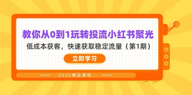 教你从0到1玩转投流小红书聚光，获客，快速获取稳定流量（第1期）_免费分享网络创业,副业,信息差项目的老牌资源整合平台！金铲子项目