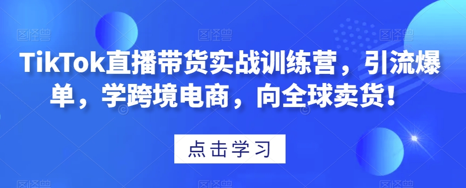 TikTok直播带货实战训练营，引流爆单，学跨境电商，向全球卖货_免费分享网络创业,副业,信息差项目的老牌资源整合平台！金铲子项目