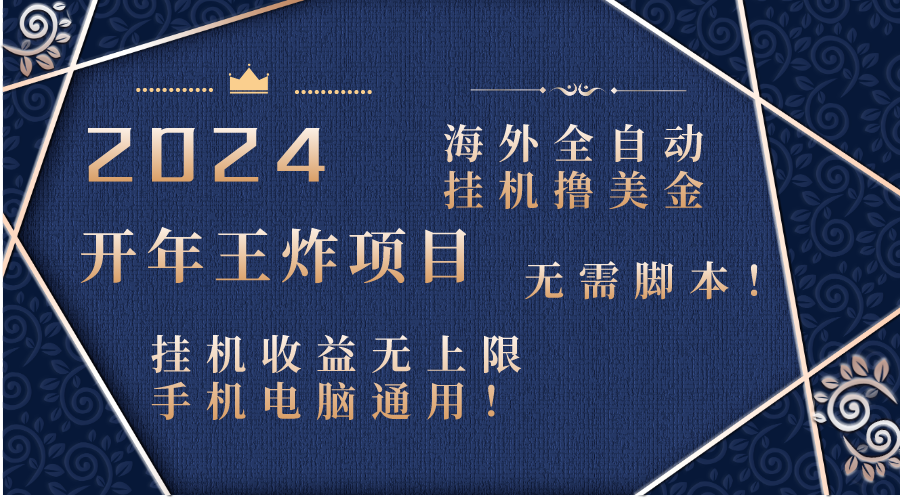 （8494期）2024海外全自动挂机撸美金项目手机电脑均可，无需脚本，无上限_免费分享网络创业,副业,信息差项目的老牌资源整合平台！金铲子项目