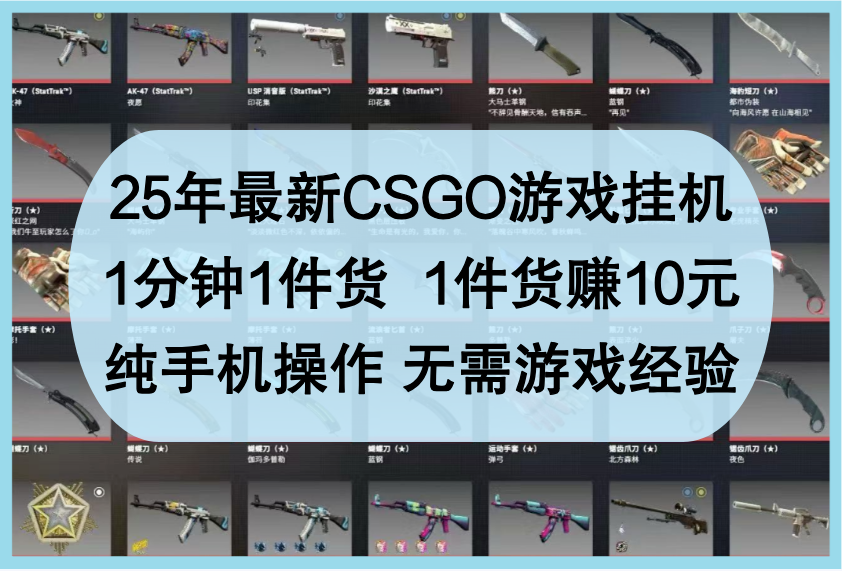 25年最新CSGO游戏挂机，1分钟1件货，1件货赚10元，纯手机操作，无需游戏经验_免费分享网络创业,副业,信息差项目的老牌资源整合平台！金铲子项目