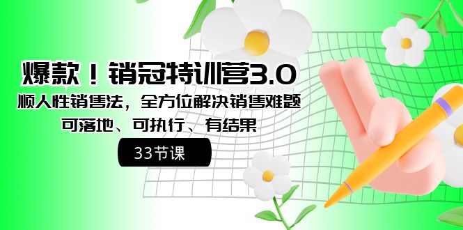 （8573期）爆款销冠特训营3.0之顺人性销售法，全方位解决销售难题、可落地、可执…_免费分享网络创业,副业,信息差项目的老牌资源整合平台！金铲子项目