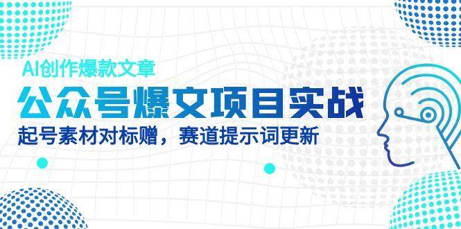 公众号爆文项目实战，AI创作爆款文章，起号素材对标赠（附赛道AI提示词）_免费分享网络创业,副业,信息差项目的老牌资源整合平台！金铲子项目