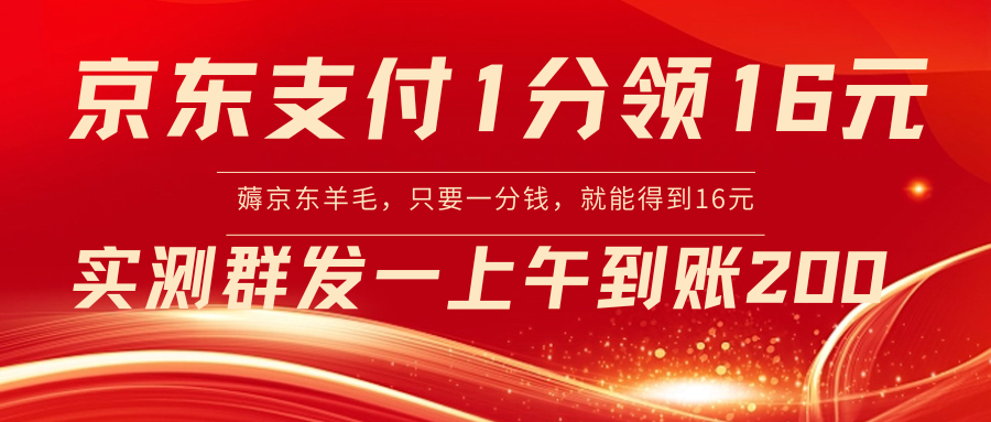 （8678期）京东支付1分得16元实操到账200_免费分享网络创业,副业,信息差项目的老牌资源整合平台！金铲子项目