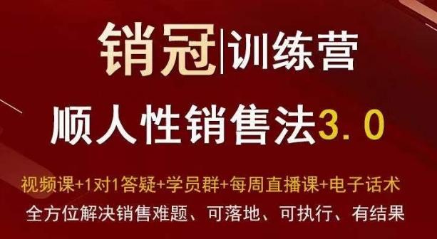 爆款销冠训练营3.0之顺人性销售法，全方位解决销售难题、可落地、可执行、有结果_免费分享网络创业,副业,信息差项目的老牌资源整合平台！金铲子项目