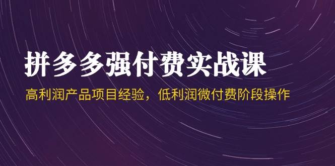 拼多多强付费实战课-44期，高利润产品项目经验，低利润微付费阶段操作_免费分享网络创业,副业,信息差项目的老牌资源整合平台！金铲子项目