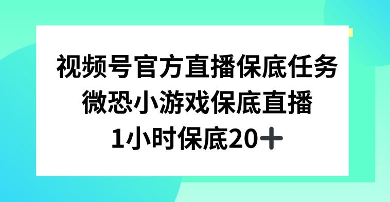 视频号直播任务，微恐小游戏，1小时_免费分享网络创业,副业,信息差项目的老牌资源整合平台！金铲子项目