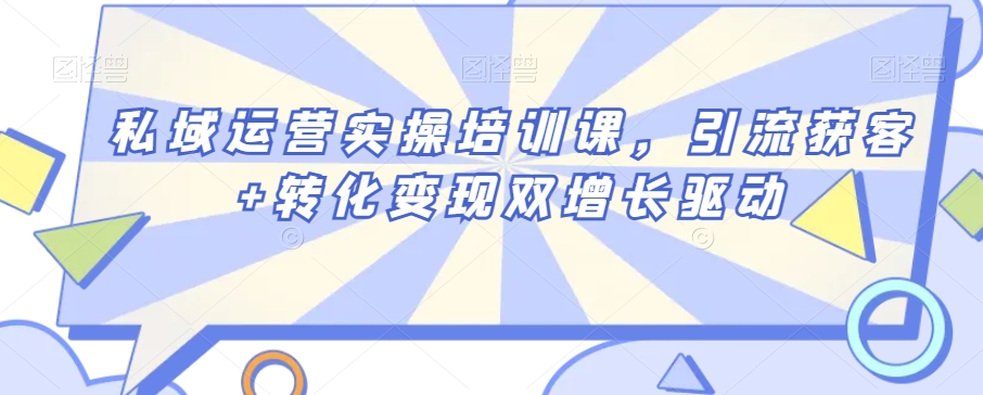 私域运营实操培训课，引流获客转化双增长驱动_免费分享网络创业,副业,信息差项目的老牌资源整合平台！金铲子项目