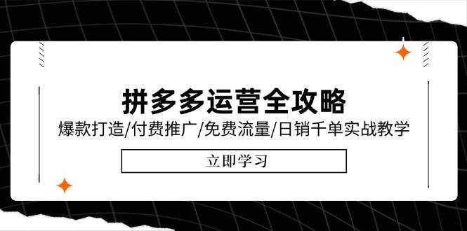 拼多多运营全攻略，爆款打造/付费推广/免费流量销千单实战教学/6月更新_免费分享网络创业,副业,信息差项目的老牌资源整合平台！金铲子项目