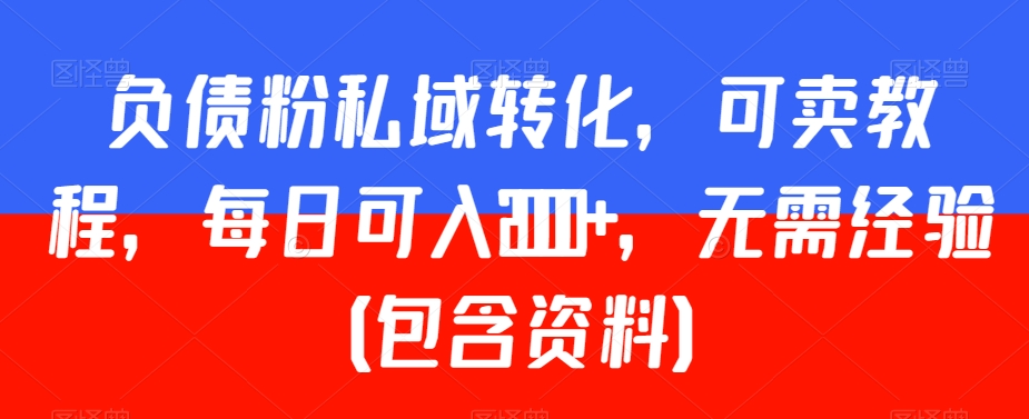 负债粉私域转化，可卖教程，每日可入，无需经验（包含资料）_免费分享网络创业,副业,信息差项目的老牌资源整合平台！金铲子项目