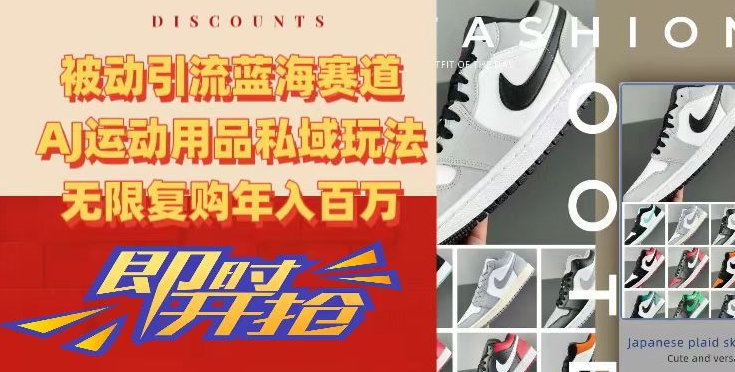 被动引流蓝海赛道，AJ运动用品私域玩法，无限复购百万_免费分享网络创业,副业,信息差项目的老牌资源整合平台！金铲子项目