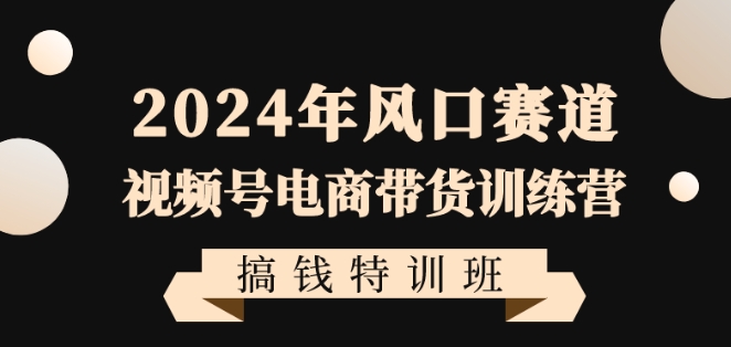 2024年风口赛道视频号电商带货训练营搞钱特训班，带领大家快速入局自媒体电商带货_免费分享网络创业,副业,信息差项目的老牌资源整合平台！金铲子项目