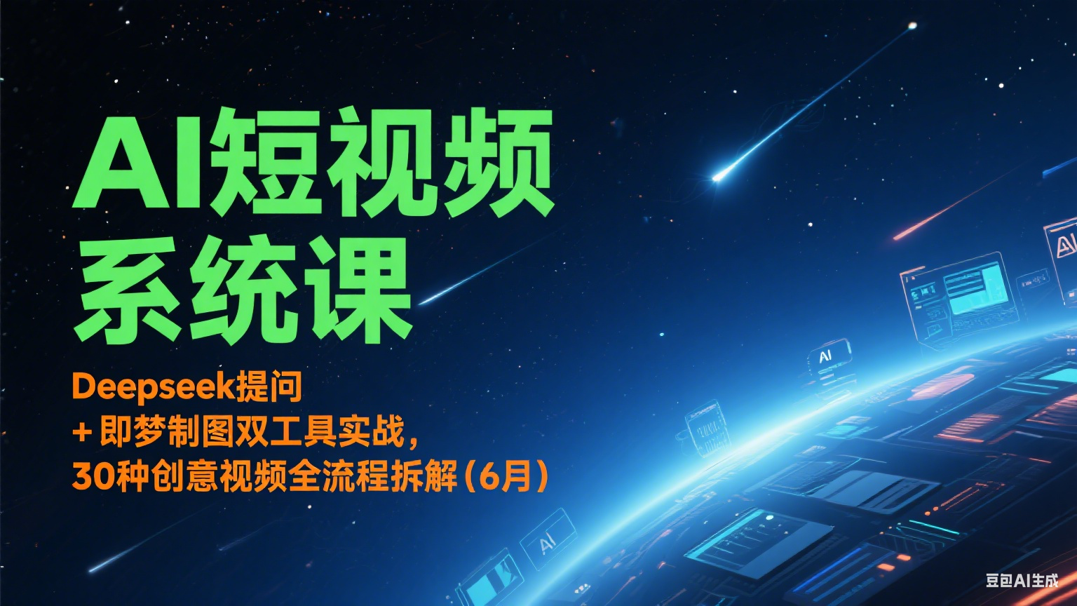 AI短视频系统课：Deepseek提问即梦制图双工具实战，30种创意视频全流程拆解(6月)_免费分享网络创业,副业,信息差项目的老牌资源整合平台！金铲子项目