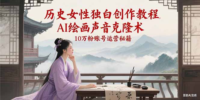 历史女性独白创作教程，AI绘画声音克隆术，10万粉账号运营秘籍_免费分享网络创业,副业,信息差项目的老牌资源整合平台！金铲子项目
