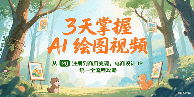 3天掌握AI绘图视频，从MJ注册到商用，电商设计IP统一全流程攻略_免费分享网络创业,副业,信息差项目的老牌资源整合平台！金铲子项目