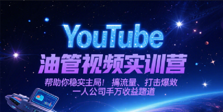 YouTube油管视频实训营，帮助你稳入局、搞流量、打爆款，一人公司千万赛道_免费分享网络创业,副业,信息差项目的老牌资源整合平台！金铲子项目