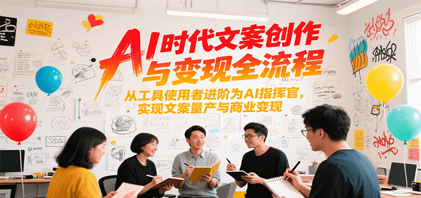 AI时代文案创作与全流程，从工具使用者进阶为AI指挥官，实现文案量产与商业_免费分享网络创业,副业,信息差项目的老牌资源整合平台！金铲子项目