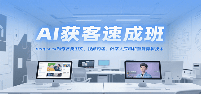 AI获客速成班，deepseek制作各类图文、视频内容，数字人应用和智能剪辑技术_免费分享网络创业,副业,信息差项目的老牌资源整合平台！金铲子项目