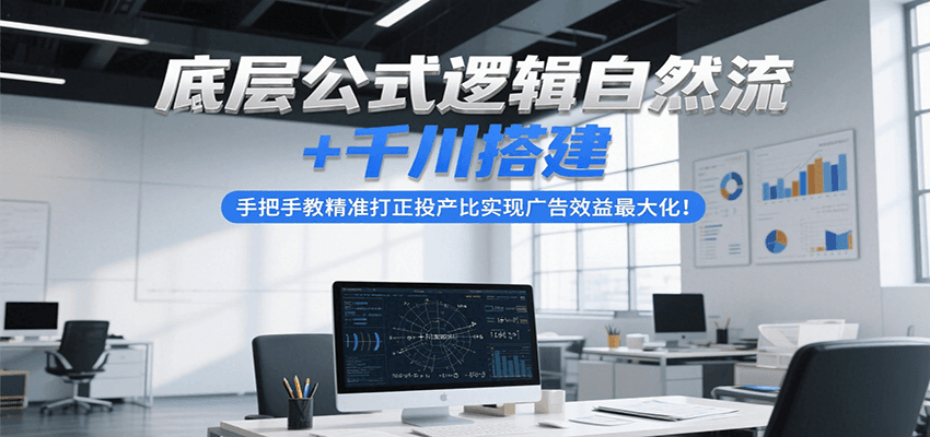 底层公式逻辑自然流千川搭建，手把手教精准打正投产比实现广告效益最大化_免费分享网络创业,副业,信息差项目的老牌资源整合平台！金铲子项目