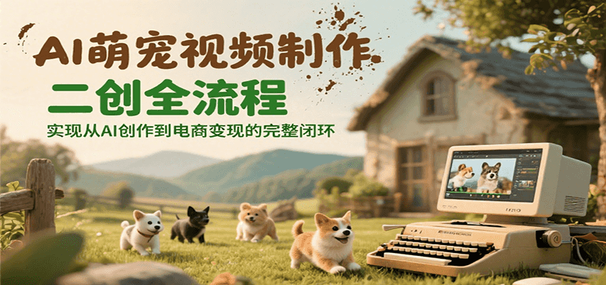 AI萌宠视频制作二创全流程，实现从AI创作到电商的完整闭环_免费分享网络创业,副业,信息差项目的老牌资源整合平台！金铲子项目