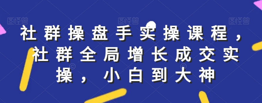 社群实操课程，社群全局增长成交实操，小白到大神_免费分享网络创业,副业,信息差项目的老牌资源整合平台！金铲子项目