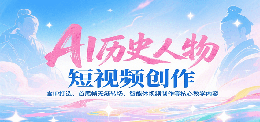 AI历史人物短视频创作，含IP打造、首尾帧无缝转场、智能体视频制作等核心教学内容_免费分享网络创业,副业,信息差项目的老牌资源整合平台！金铲子项目