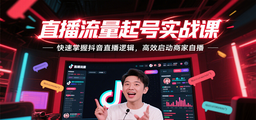 直播流量起号实战课，快速掌握抖音直播逻辑，高效启动商家自播_免费分享网络创业,副业,信息差项目的老牌资源整合平台！金铲子项目
