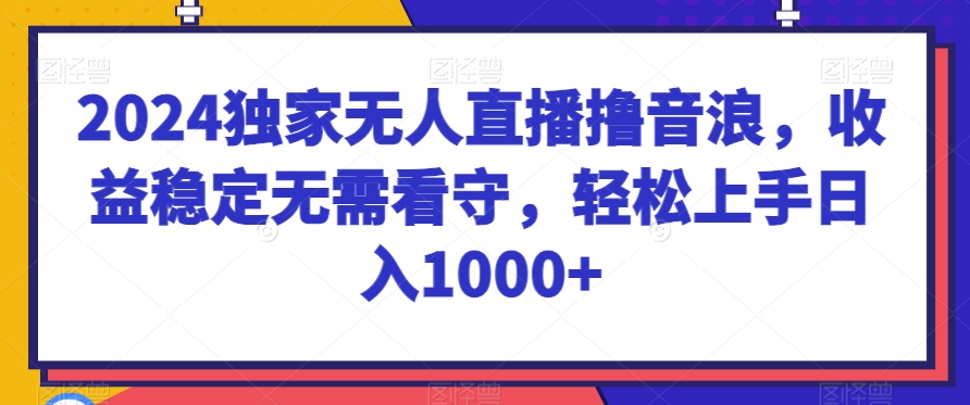 2024独家无人直播撸音浪，稳定无需看守，上手_免费分享网络创业,副业,信息差项目的老牌资源整合平台！金铲子项目