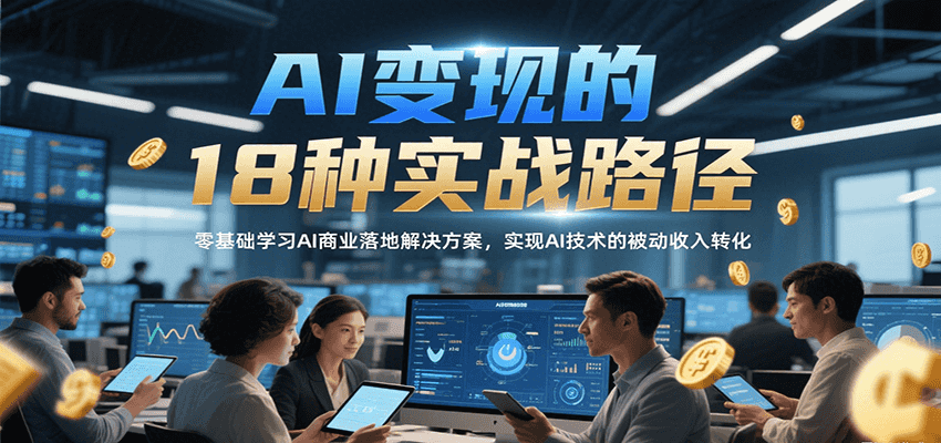 AI的18种实战路径，零基础学习AI商业落地解决方案，实现AI技术的被动转化_免费分享网络创业,副业,信息差项目的老牌资源整合平台！金铲子项目