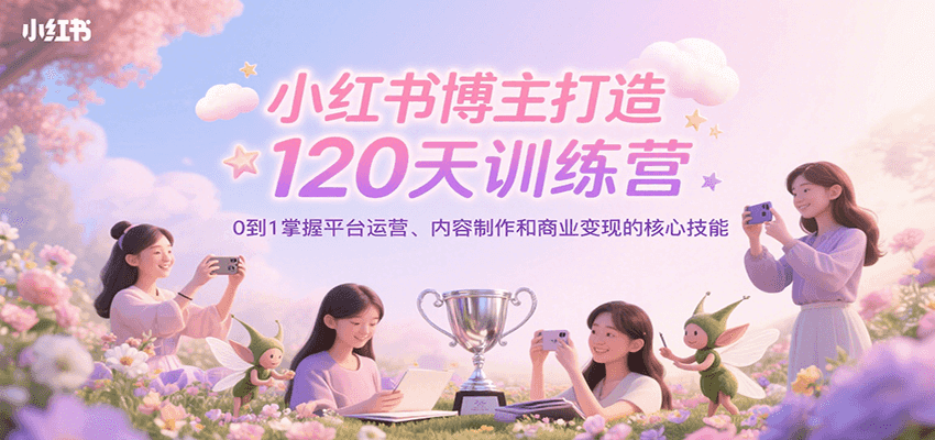 小红书博主打造120天训练营，0到1掌握平台运营、内容制作和商业_免费分享网络创业,副业,信息差项目的老牌资源整合平台！金铲子项目
