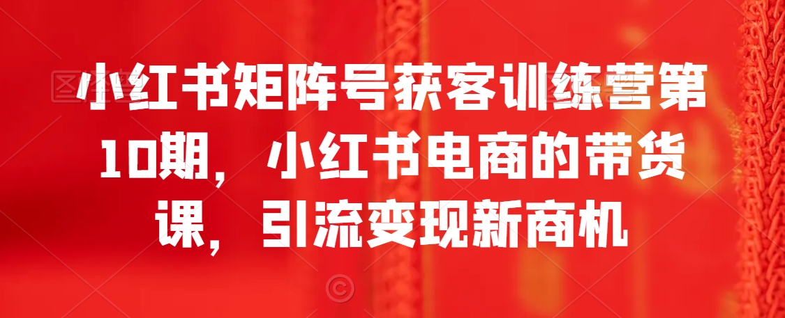 小红书矩阵号获客训练营第10期，小红书电商的带货课，引流新商机_免费分享网络创业,副业,信息差项目的老牌资源整合平台！金铲子项目