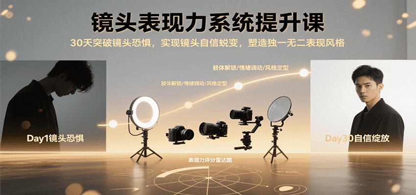 镜头表现力系统提升课，30天突破镜头恐惧实现自信蜕变，塑造独一无二表现风格_免费分享网络创业,副业,信息差项目的老牌资源整合平台！金铲子项目