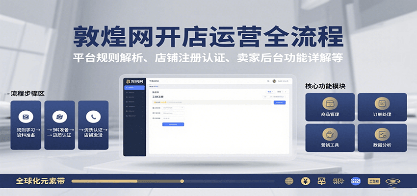 敦煌网开店运营全流程：平台规则解析、店铺注册认证、卖家后台功能详解等_免费分享网络创业,副业,信息差项目的老牌资源整合平台！金铲子项目
