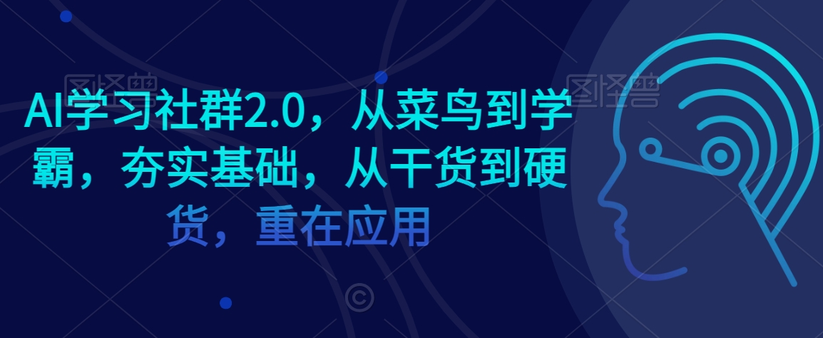 AI学习社群2.0，从菜鸟到学霸，夯实基础，从干货到硬货，重在应用_免费分享网络创业,副业,信息差项目的老牌资源整合平台！金铲子项目