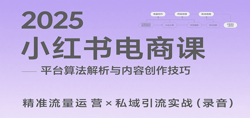 2025小红书电商课：解析算法，创作高转化内容，助力卖家获取流量实现（录音）_免费分享网络创业,副业,信息差项目的老牌资源整合平台！金铲子项目