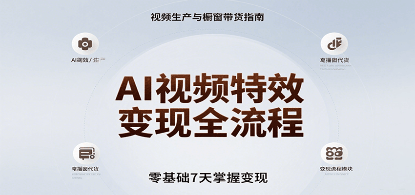 AI视频特效全流程，零基础7天掌握视频生产到橱窗带货_免费分享网络创业,副业,信息差项目的老牌资源整合平台！金铲子项目