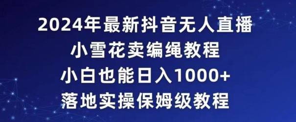 2024年抖音最新无人直播小雪花卖编绳项目，小白也能落地实操保姆级教程_免费分享网络创业,副业,信息差项目的老牌资源整合平台！金铲子项目