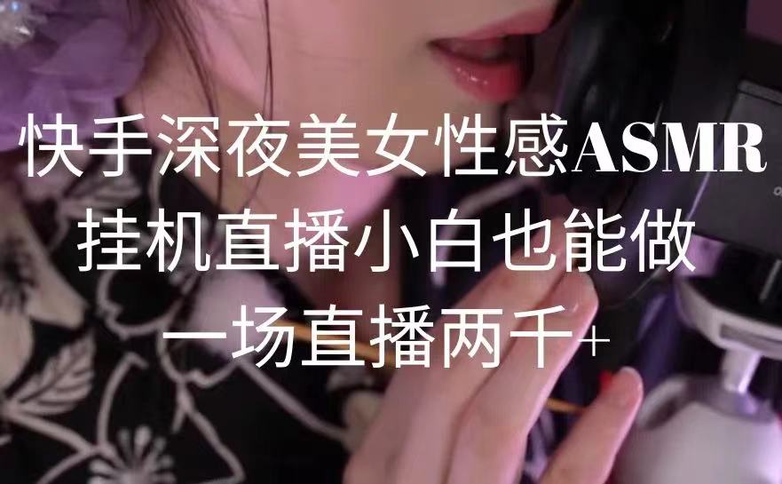 （9243期）快手深夜美女性感ASMR挂机直播，小白也能做，一场直播_免费分享网络创业,副业,信息差项目的老牌资源整合平台！金铲子项目