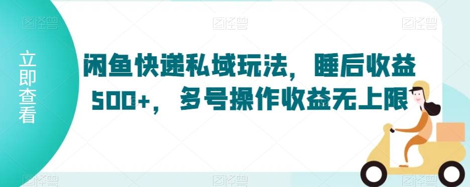 闲鱼快递私域玩法，睡后，多号操作无上限_免费分享网络创业,副业,信息差项目的老牌资源整合平台！金铲子项目