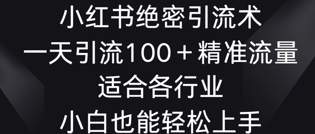 小红书绝密引流术，一天引流精准流量，适合各个行业，小白也能上手_免费分享网络创业,副业,信息差项目的老牌资源整合平台！金铲子项目