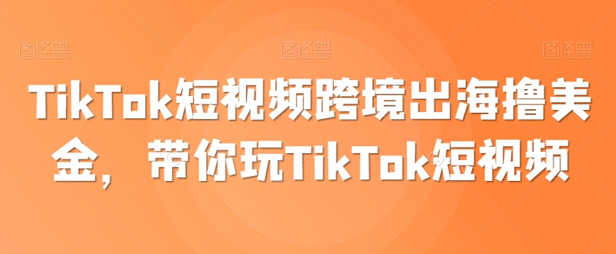 TikTok短视频跨境出海撸美金，带你玩TikTok短视频_免费分享网络创业,副业,信息差项目的老牌资源整合平台！金铲子项目