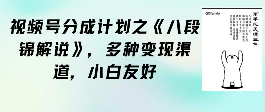 （9537期）视频号分成计划之《八段锦解说》，多种渠道，小白友好（教程素材）_免费分享网络创业,副业,信息差项目的老牌资源整合平台！金铲子项目