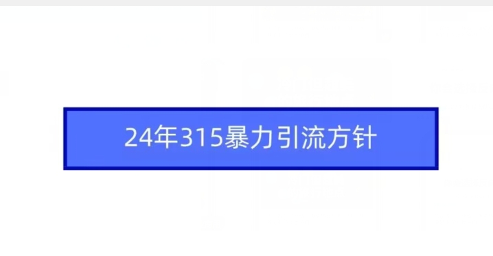 24年315暴力引流方针_免费分享网络创业,副业,信息差项目的老牌资源整合平台！金铲子项目
