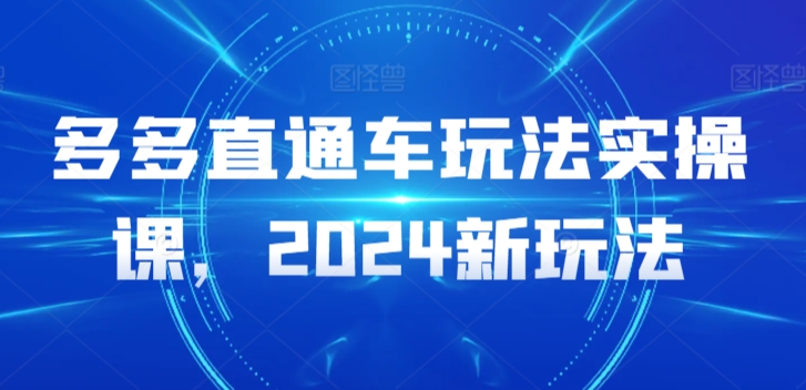 多多直通车玩法实操课，2024新玩法_免费分享网络创业,副业,信息差项目的老牌资源整合平台！金铲子项目