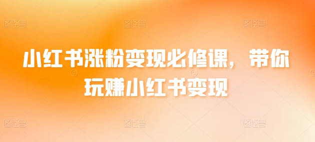 小红书涨粉必修课，带你玩赚小红书_免费分享网络创业,副业,信息差项目的老牌资源整合平台！金铲子项目