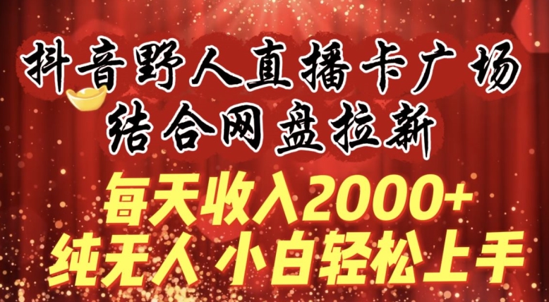每天，抖音野人直播卡广场，结合网盘拉新，纯无人，小白上手_免费分享网络创业,副业,信息差项目的老牌资源整合平台！金铲子项目