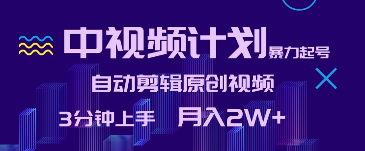 中视频计划暴力起号，自动剪辑原创视频，3分钟上手，_免费分享网络创业,副业,信息差项目的老牌资源整合平台！金铲子项目