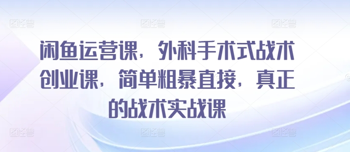 闲鱼运营课，外科手术式战术创业课，简单粗暴直接，真正的战术实战课_免费分享网络创业,副业,信息差项目的老牌资源整合平台！金铲子项目